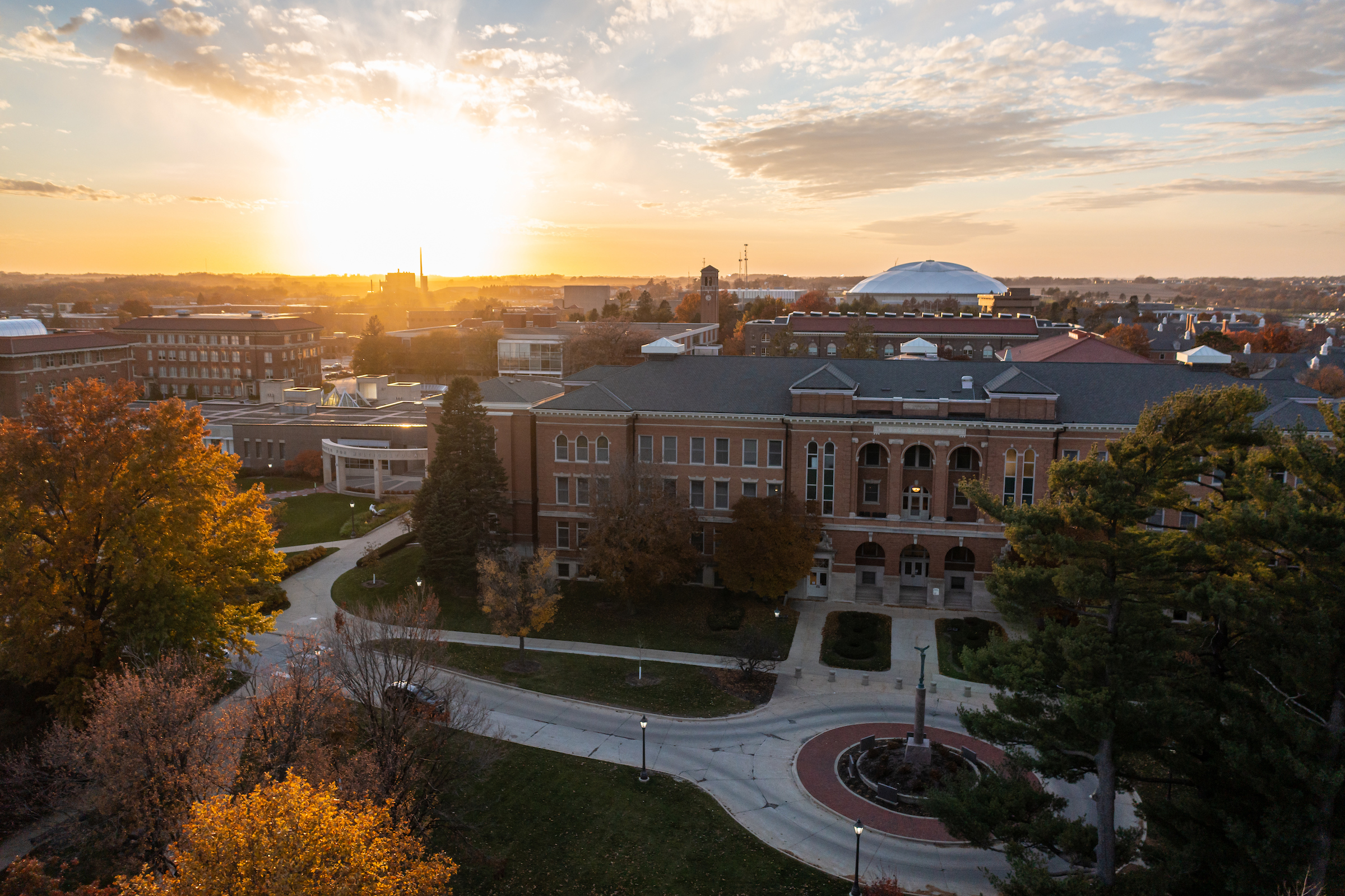 Lang Hall and campus